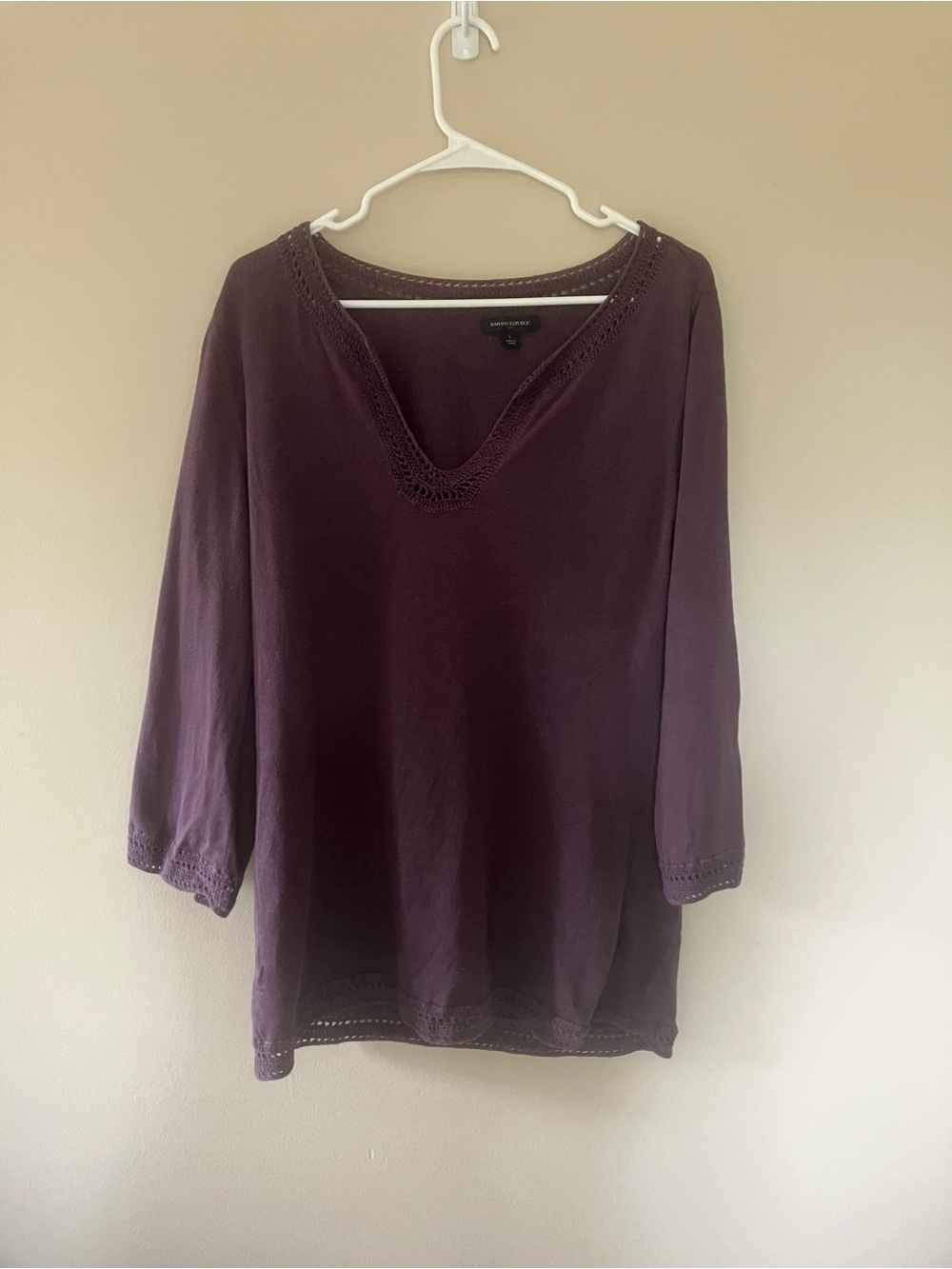 Banana Republic Plum Crochet-Trim V-Neck Tunic
